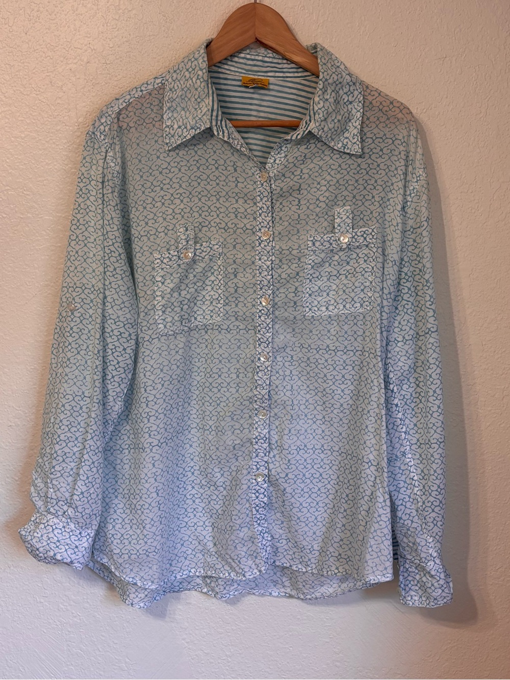 Roberta Roller Rabbit Scroll Print Button Down Large
